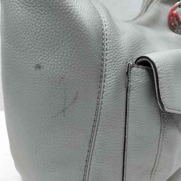 Michael Kors Gray Pebbled Leather Pushlock Zipper Hobo Shoulder Bag - Picture 6 of 16